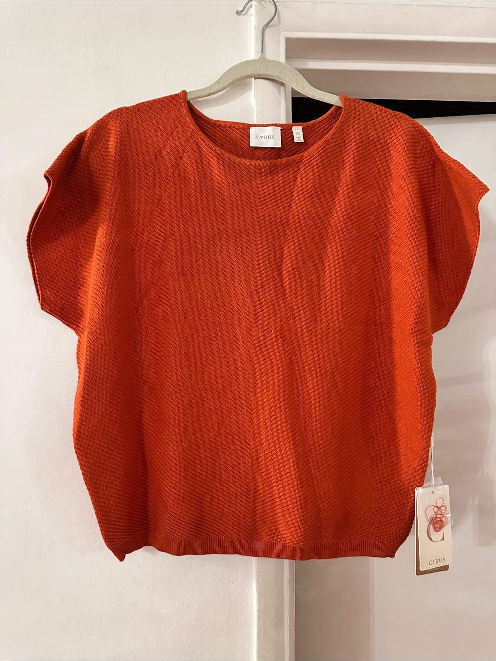 Cyrus Bright Orange Short-Sleeve Knit Top